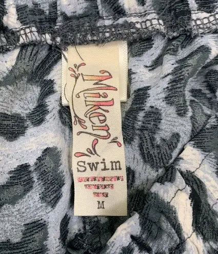 Miken Snow Leopard Print Gray Swim Shorts Cover Up Size M
