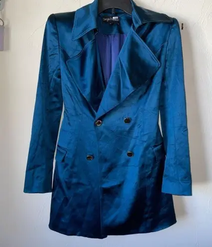 Sergio Hudson Double Breasted Blazer Mini Dress Size 2 Blue