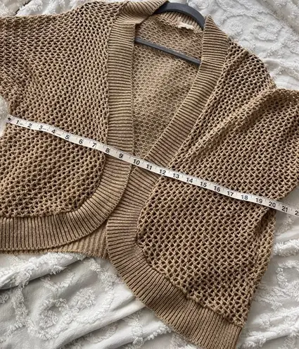 Vintage crochet open knit cardigan /shrug Tan