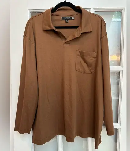 Banana Republic  Luxury Touch Performance Polo Camel Brown Relaxed Shirt Size XL - Image 5