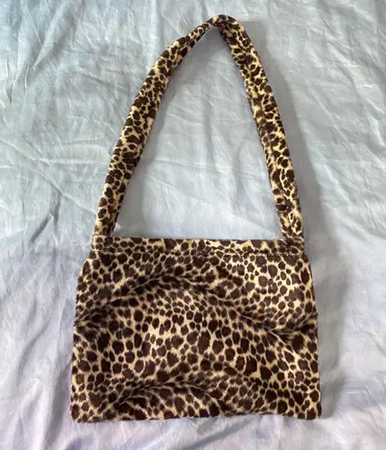 Cheetah faux fur shoulder bag