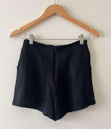 ZARA Black High Waisted Satin Effect Trouser Shorts Size Medium