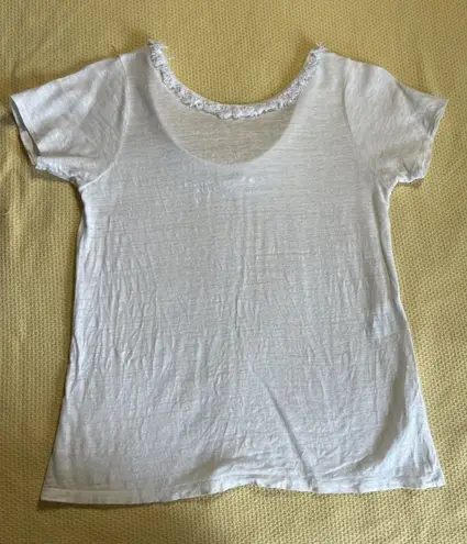 Sézane sezane Linen Sleeveless Blouse Size M Ivory Fringed Neckline