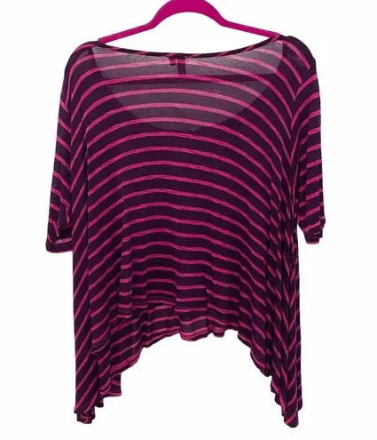 Emma & Sam new LF ᯾ Oversized Stripe Hi Lo Handkerchief Hem Tee ᯾ T Shirt Top XS