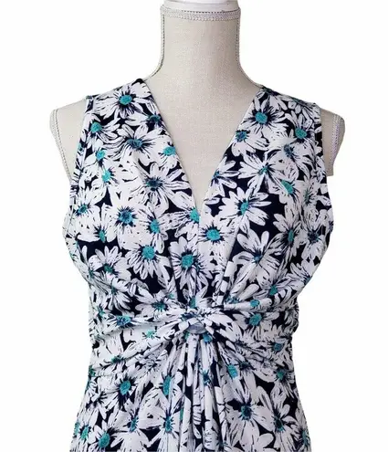 Papillon Womens M Daisy Print Knot Front Dress in Navy Daisy NEW