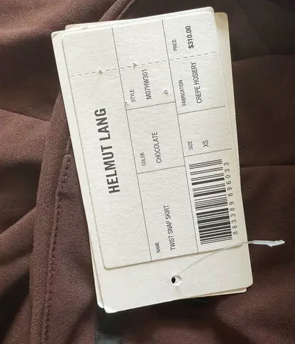 Helmut Lang Twist Snap Front Midi Chocolate Brown Neutral Skirt Size XS