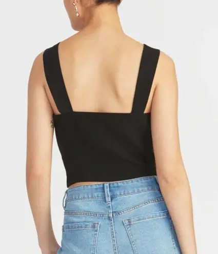 Rachel Roy RACHEL Crop Top Black Reva Top Sz L NWT Sleeveless Square Neck