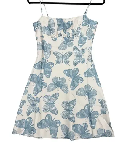 Shekou NEW- NWOT White Blue Butterfly Mini Dress XS