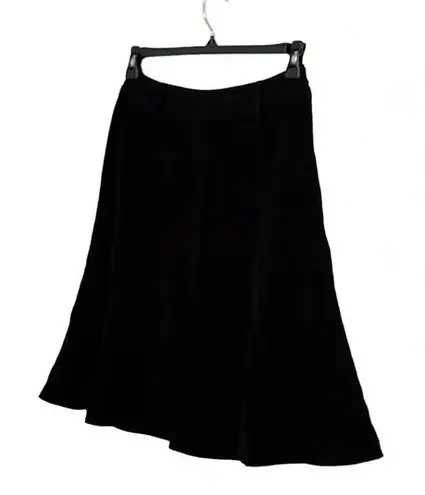 Larry Levine STRETCH BLACK FAUX SUEDE FLOWY MIDI SKIRT SIZE 6