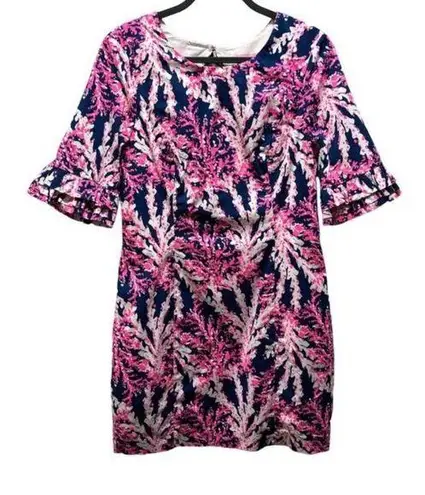Lilly Pulitzer  Womens Fiesta Stretch Dress Beyond The Sea Size 6 Navy Pink