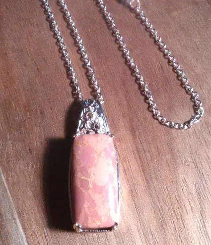 Mojave Orange Turquoise 18K Plated Pendant Stainless Steel Necklace