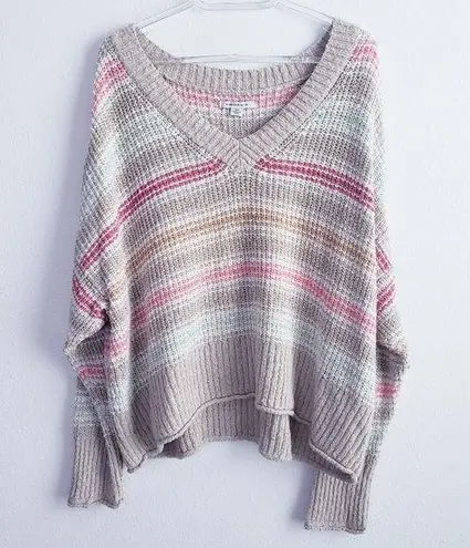 American Eagle  Striped Knit Chunky Long Sleeve Sweater