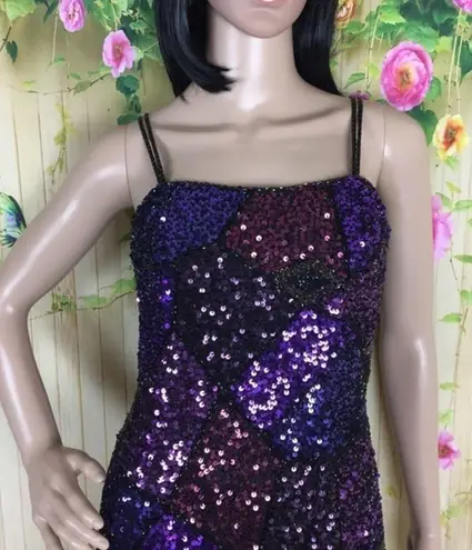 OLEG CASSINI Gatsby Style Beaded Silk Dress Size 4 Black