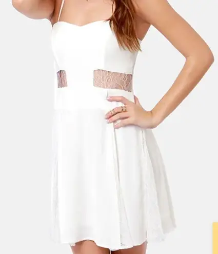 Lush Clothing By the Lace-Sides White Lace Dress by Lush Size Small