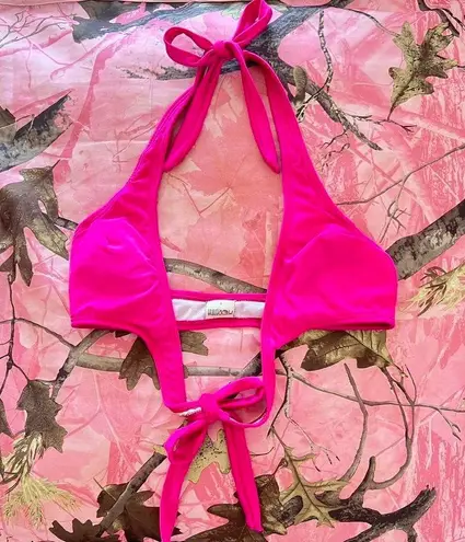 y2k vintage 2000s hot pink halter wrap bikini top