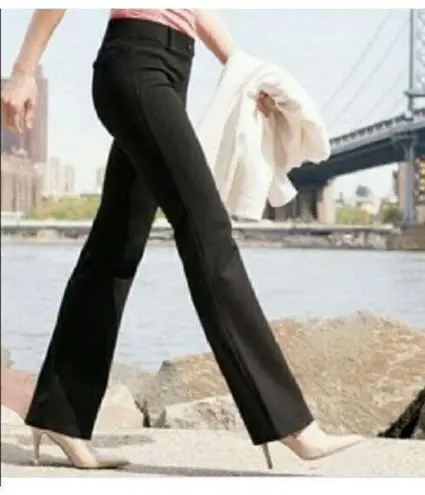 Betabrand Womens Flat Front Classic Yoga Flare Leg Dress Pants Black Medium