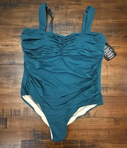 Swimsuits For All NWT Shirred Sweetheart 1pc SWIMSUIT size 22 Mediterranean