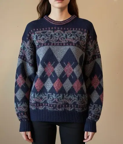 CAMPUS | Vintage Argyle Sweater Sz M Blue Size M