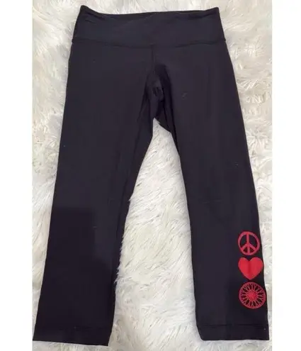 Lululemon Soulcycle Skull Heart Wunder Under Crop Leggings Sz 4 Black