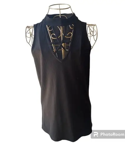 Doe & Rae black ribbed cutout detail top S