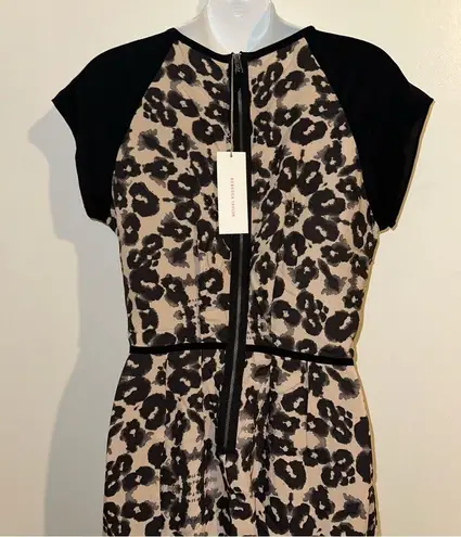 Rebecca Taylor Silk LEOPARD BLOCK Mini Dress color black & cream Size US4 new