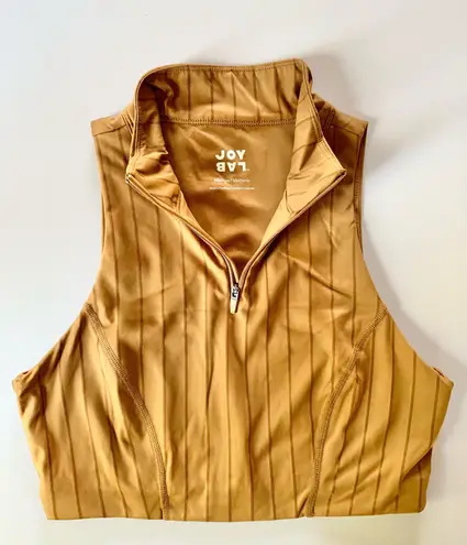 JoyLab Mustard Yellow Stripe Zipper Crop Top US Medium