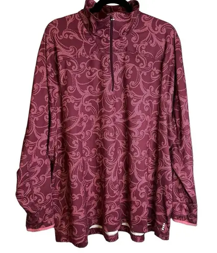 Lands End Purple Paisley Fleece Jacket Pullover 1/4 Zip Size 3X #460736