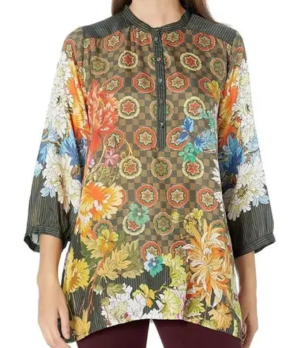 Johnny Was Bettina Silk Tunic Mixed Print XS