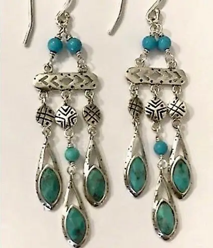 Silpada Turquoise Magnesite Sterling Silver Chandelier Drop Earrings W2838