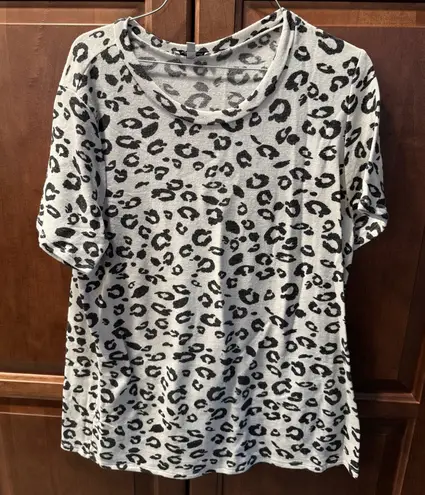 White Birch  Leopard Print Short Sleeve Top - Black and Gray - Image 1