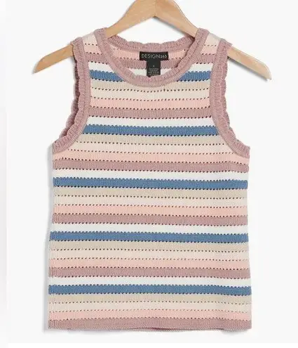 Design History NWT Stripe Pointelle cotton knit tank top sz XL