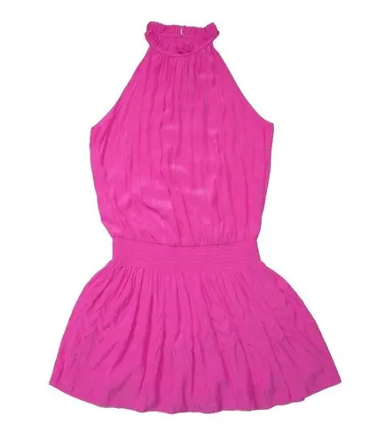 Ramy Brook NWT  Karoline Smocked Mini in Hot Pink Blouson Dress M $395