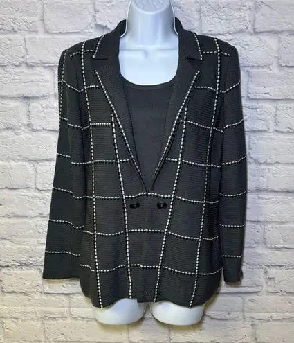 Ming Wang Womens Gray Black 2 Pc Jacket & Tank Top S, XS Business Career