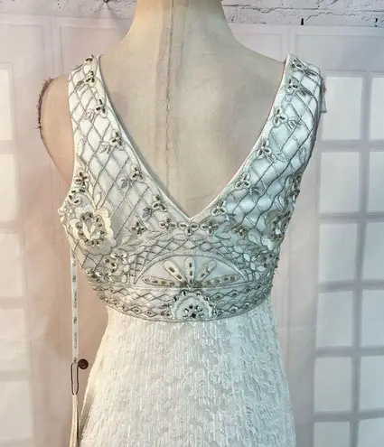 Sue Wong NWT white beaded pleated white lace formal gown size 0