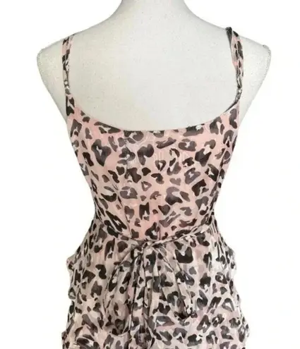 Hutch Elsa Pink Black Animal Print Ruffle High-Low Wrap Dress Size Small