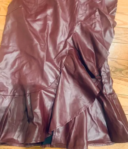 Say What? say what NWT faux leather ruffled Burgundy dress brand new size L