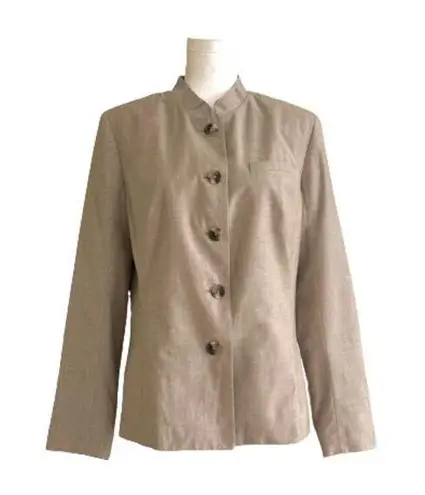 Isaac Mizrahi  for Target Beige Button Front Long Sleeve Blazer Jacket Size 14