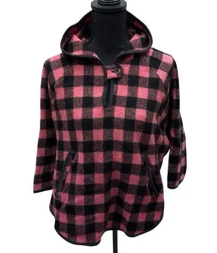 Woolrich Wool Buffalo Check Plaid Pullover Hooded Poncho USA Made Women's Medium