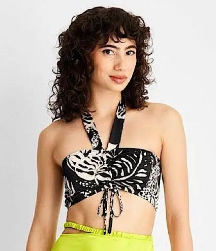 Future Collective NWT Black and White Halter Crop Top
