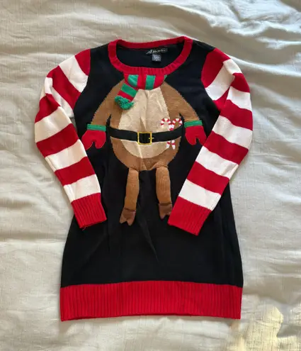Super fun, ugly black and red Christmas sweater dress Size M