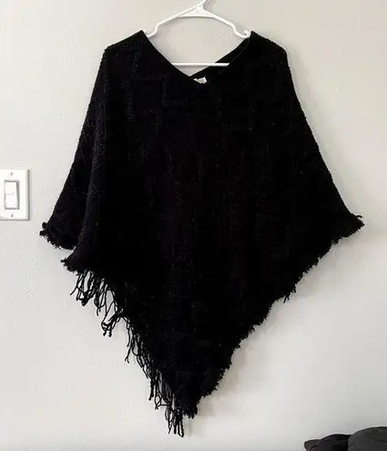 Seven Islands black poncho style sweater casual warm boho vintage women one size Size undefined