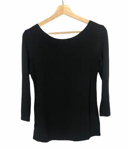 Cut Loose Black 3/4 Raglan Sleeve Round Neck Top S