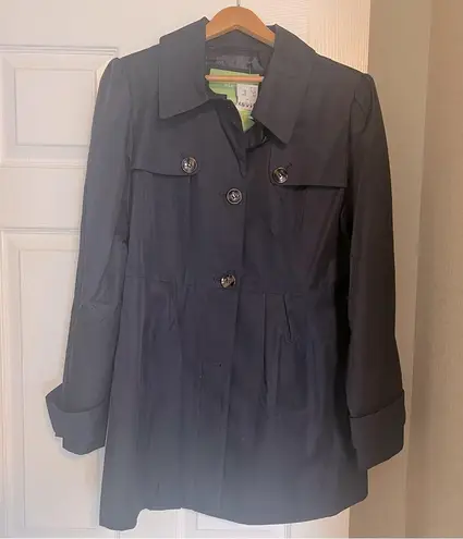 Weatherproof NWT Garment Co Trench Coat Rain Size Large Navy Blue Classic