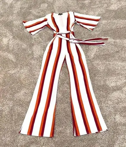 Missguided Striped tie waist jumpsuit