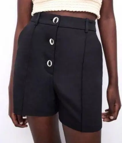 ZARA  High-Waisted Gold Button Shorts