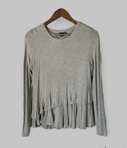 Kaari Blue Womens Tired Hem Long Sleeve Shirt Size Medium Gray