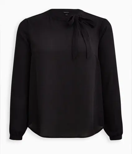 Torrid  Georgette Black Bow Tie Blouse Long Sleeve, Lightweight