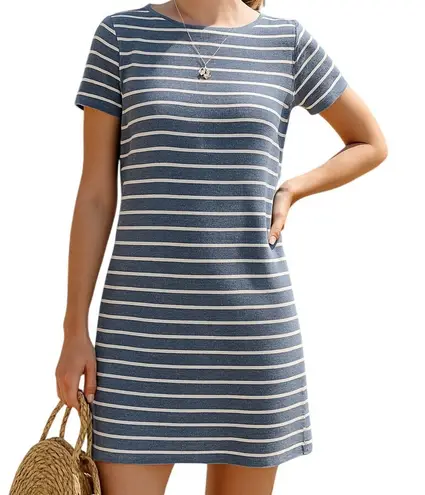 Sail To Sable Dress Shift Navy White Stripe L Preppy Nautical Stretch Capsule