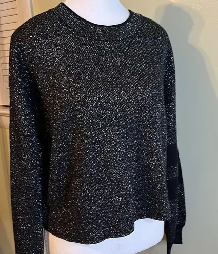 John + Jenn  black silver knit metallic crewneck sweater