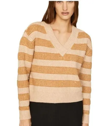 Saunders Collective RTR chunky striped sparkle neutral sweater size small